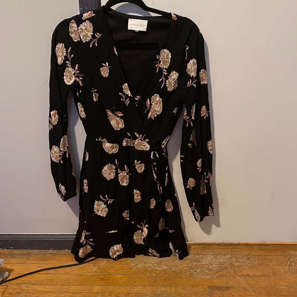 Printed V neck Long Sleeve Romper